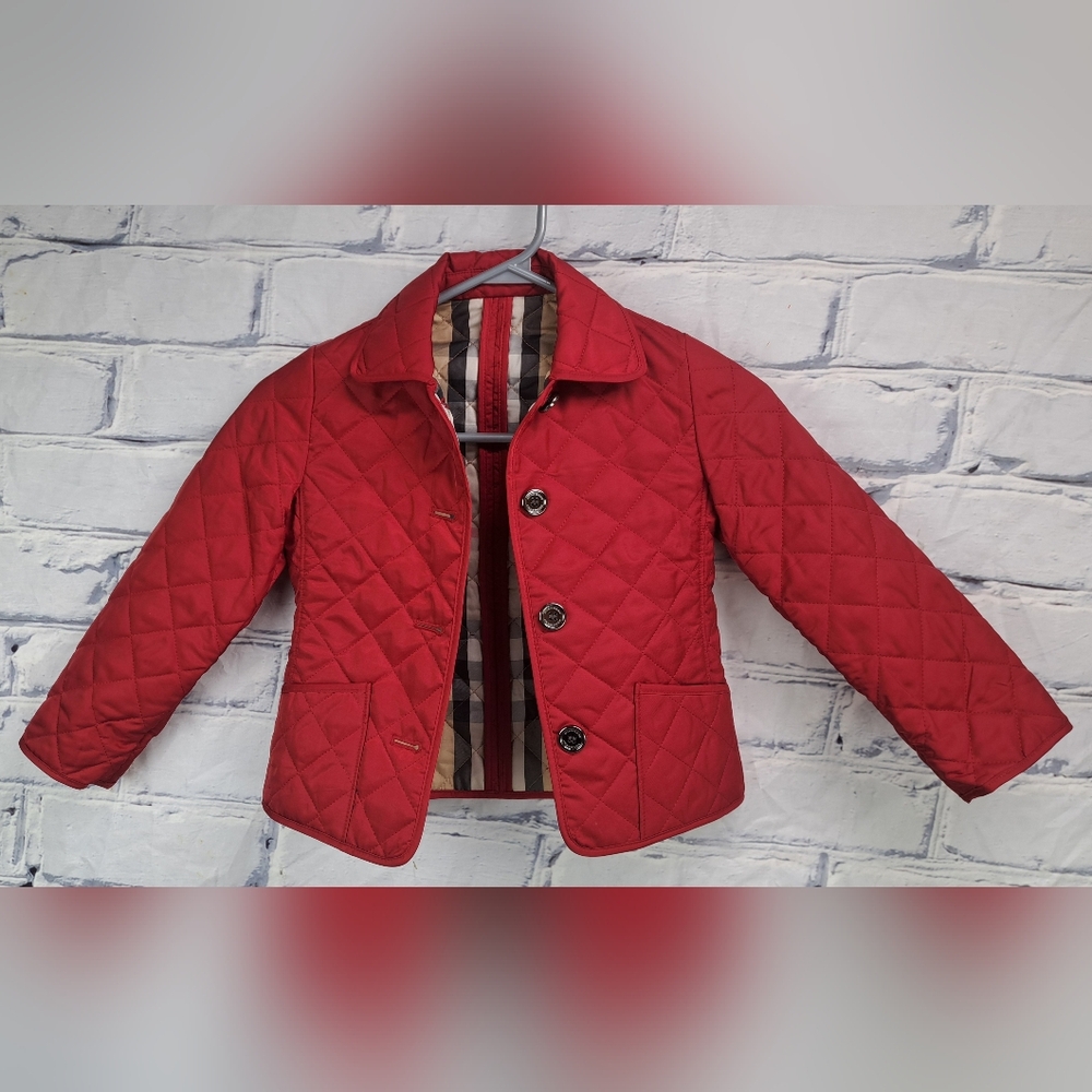 Burberry Girls Mini Westbury Quilted Jacket Military Red Nova Check Size 4Y - Picture 4 of 12